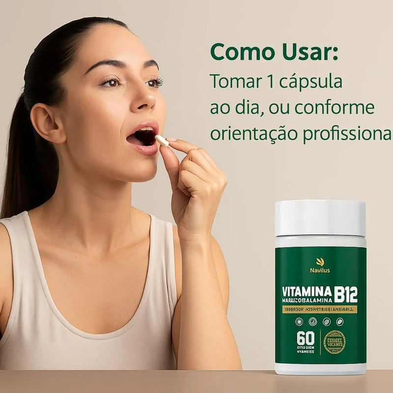 Vitamina B12 Suplemento Alimentar Metilcobalamina 60caps Sem Sabor