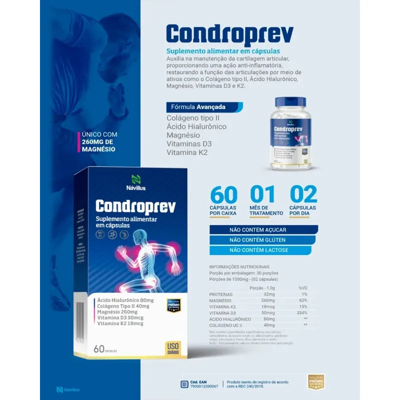 Condroprev 3cxs Saúde Articular 90 Dias Tratamento Sem Sabor