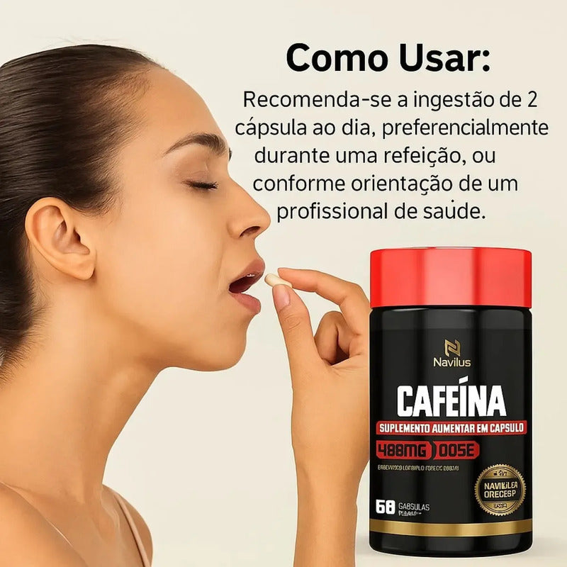 Cafeína 400mg Navillus 60 Cáps Energia Foco Sem Sabor Sem Sabor