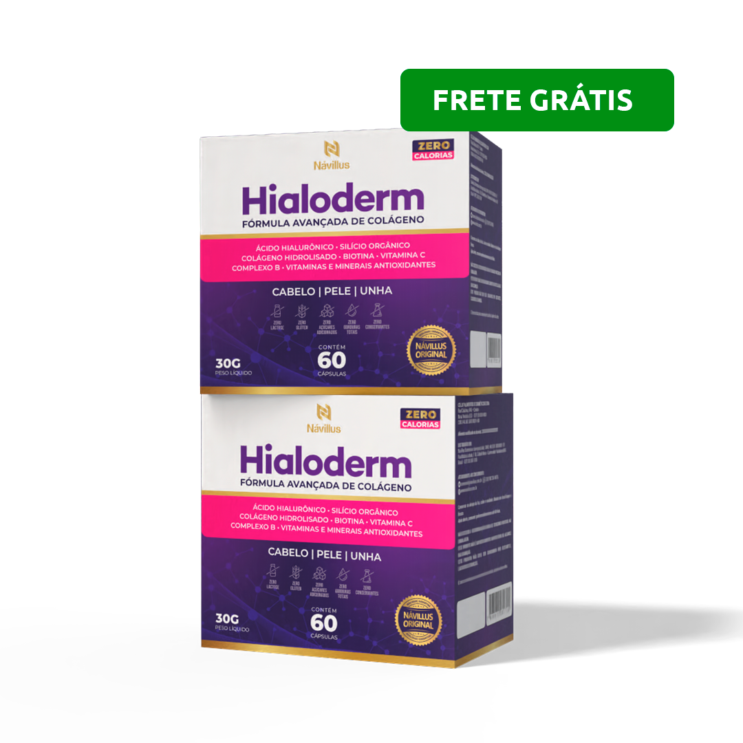 KIT Hialoderm – Colágeno com Ácido Hialurônico, Silício e Vitaminas para Pele, Cabelo e Unhas | 60 Cáps – Návillus