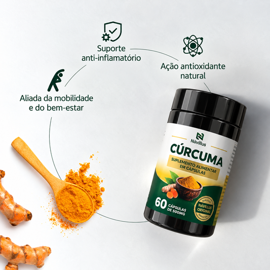 Cúrcuma – Alívio Natural para Dores e Inflamações | 60 Cápsulas de 500mg – Návillus