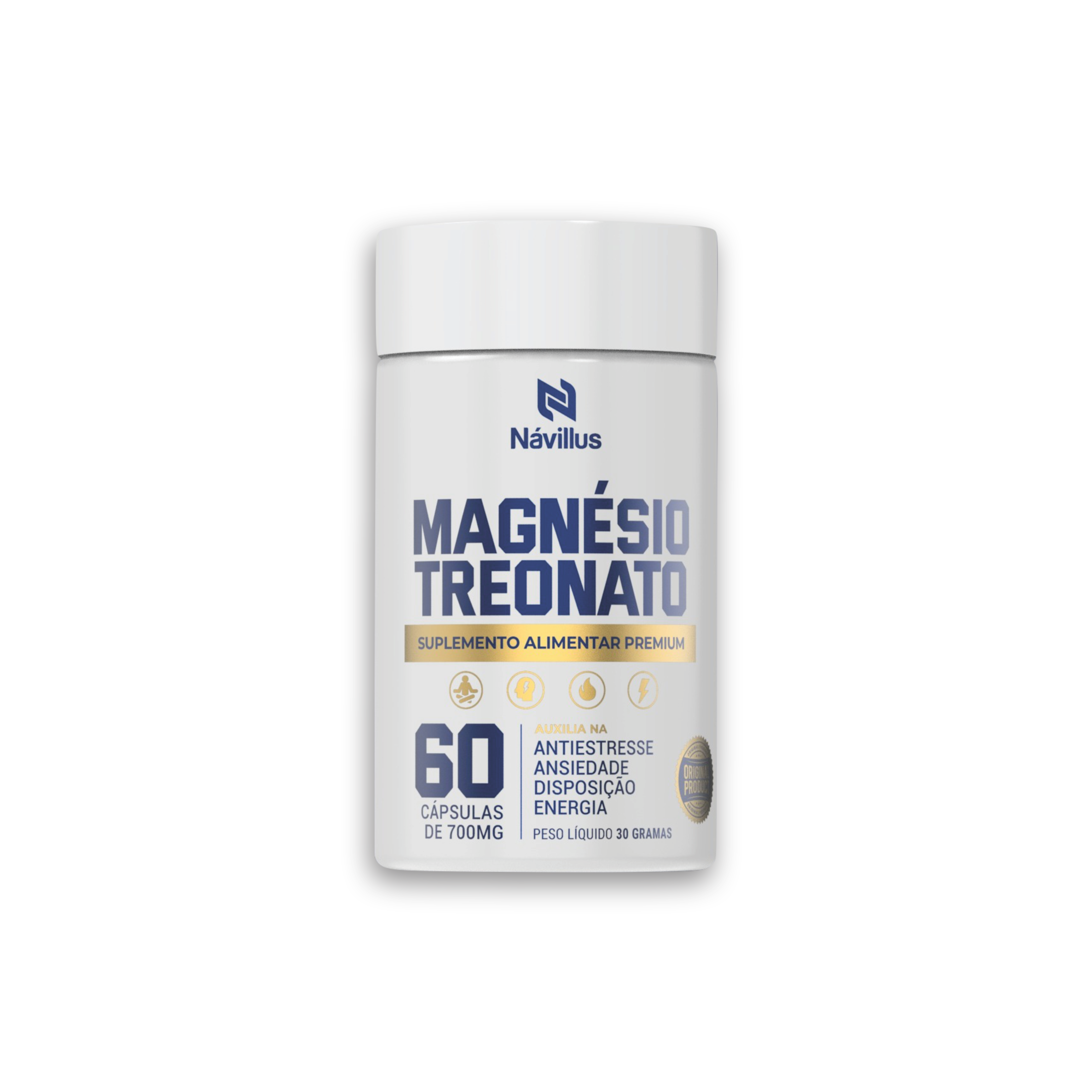 Magnésio Treonato 60 cápsulas (Memória, Sono, Estresse, Ansiedade)