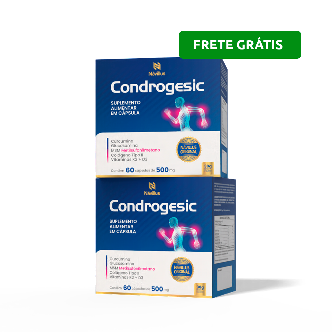 KIT Condrogesic – Saúde Articular com Curcumina, Colágeno Tipo II e Vitaminas | 60 Cáps – Návillus