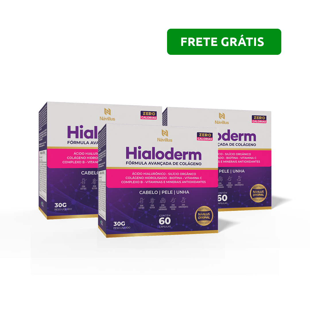 Hialoderm – Colágeno com Ácido Hialurônico, Silício e Vitaminas para Pele, Cabelo e Unhas | 60 Cáps – Návillus
