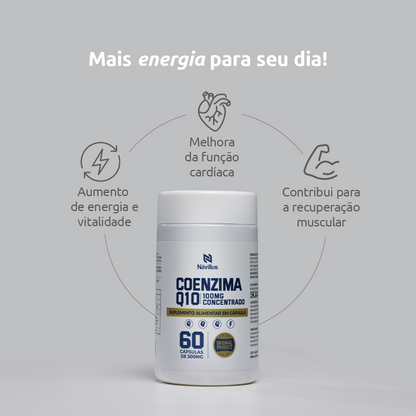 Coenzima Q10 100mg – Ultra Concentrado para Energia e Performance | 60 Cáps – Návillus