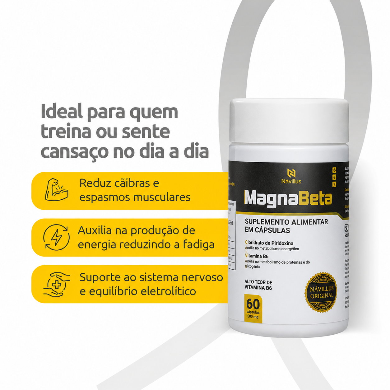 Magnabeta – Magnésio para Equilíbrio Muscular e Energia | 60 Cáps – Návillus