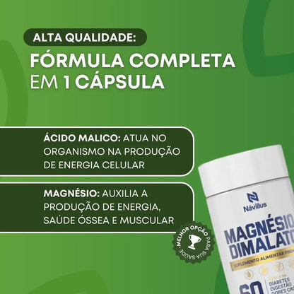 4 Alta Absorção Magnésio Dimalato 60 Cáps | Návillus Sem Sabor