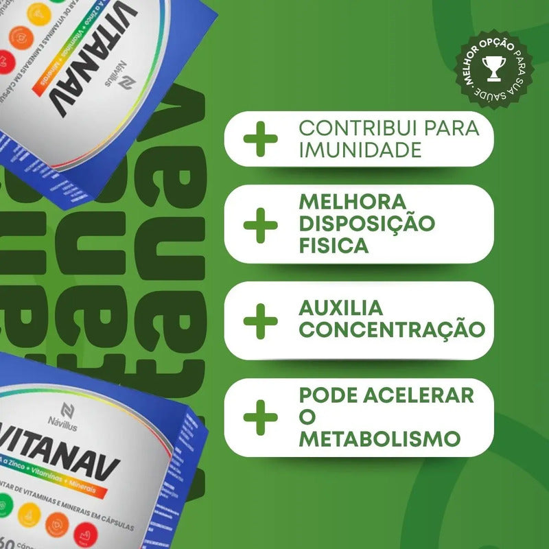 Vitaminas E Minerais Suplemento Alimentar Návillus 60 Caps Sem Sabor