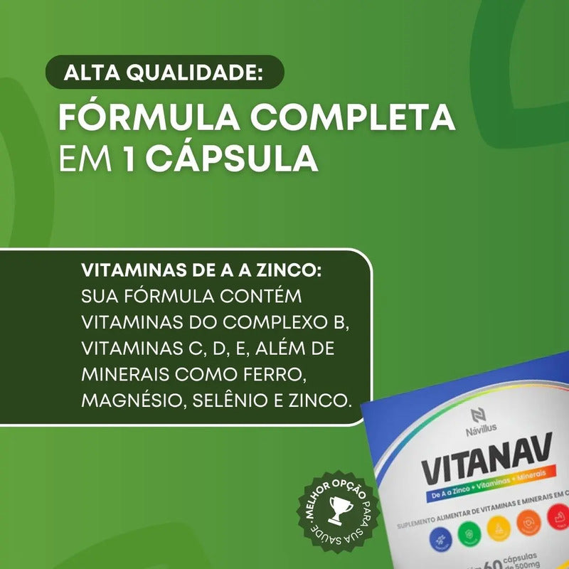 Vitaminas E Minerais Suplemento Alimentar Návillus 60 Caps Sem Sabor