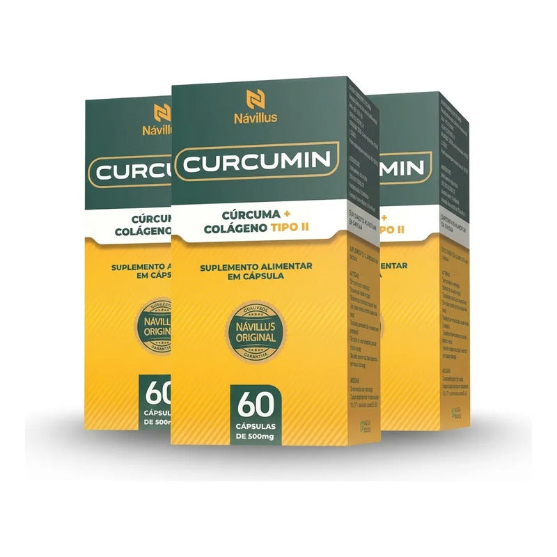 Kit 3 Curcumin Návillus Suplemento Cúrcuma Antioxidante 60cp Neutro