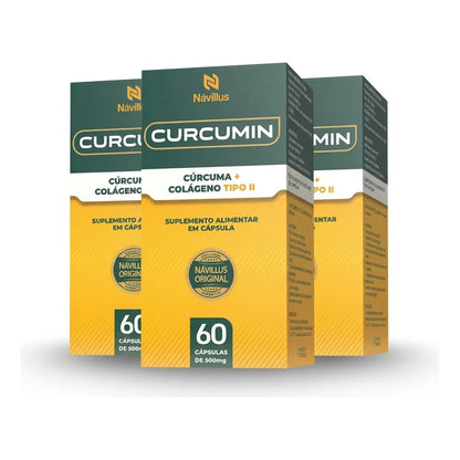 Kit 3 Curcumin Návillus Suplemento Cúrcuma Antioxidante 60cp Neutro