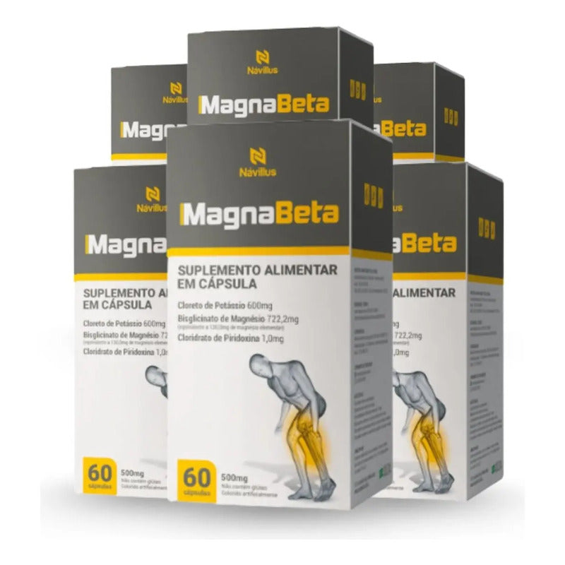 Kit 6 Magnabeta Návillus Magnésio Cãibras Energia E Fadiga Sem Sabor