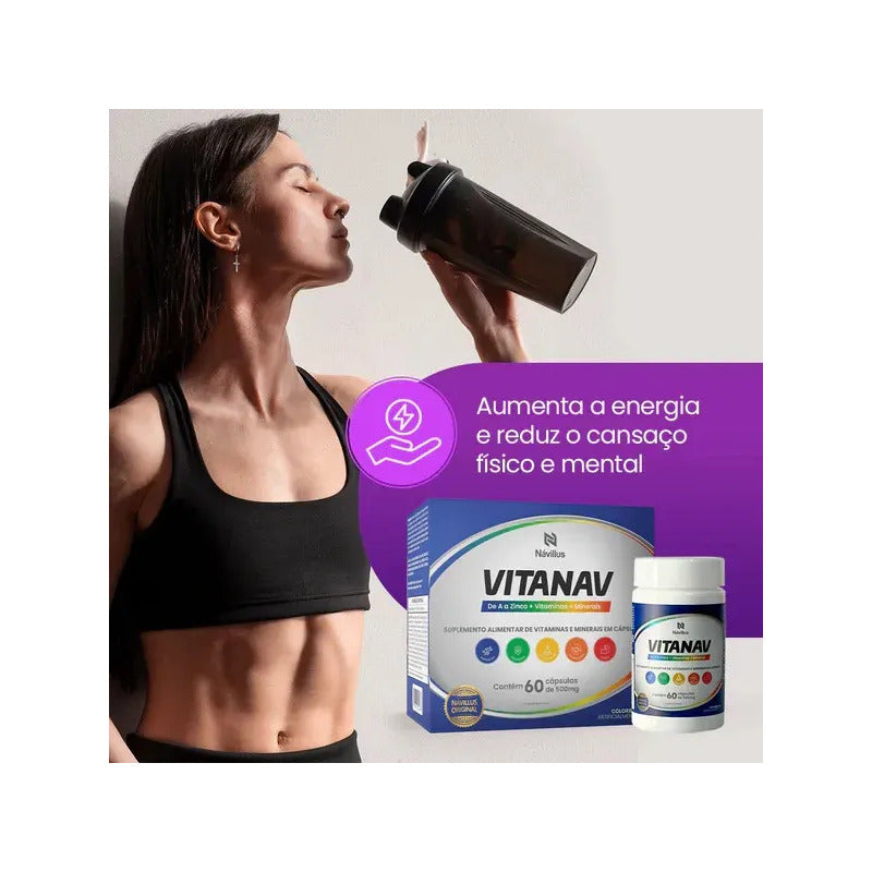Vitaminas E Minerais Suplemento Alimentar Návillus 60 Caps Vitanav Sem Sabor