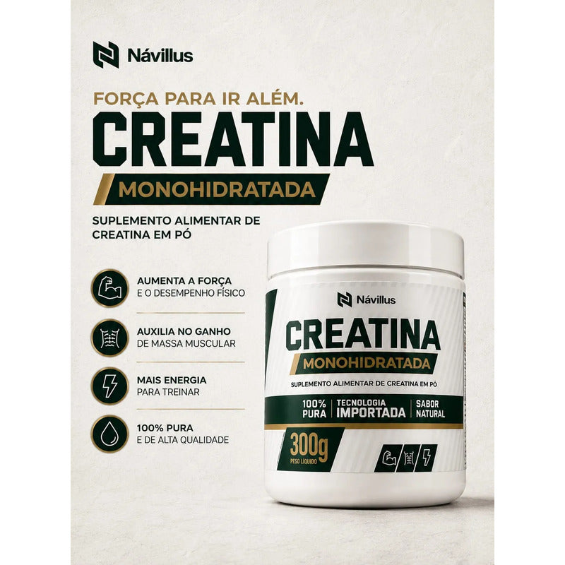 Creatina Monohidratada 300g 100% Pura Importada Návillus Sem Sabor
