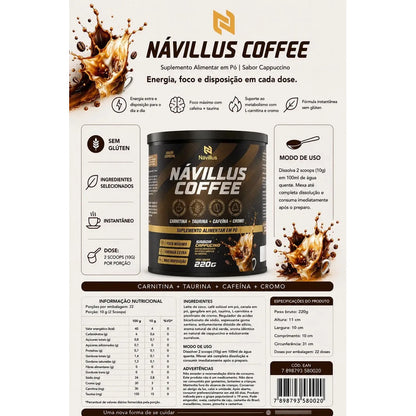 Návillus Coffee Cappuccino 220g Suplemento Café Funcional Cappuccino