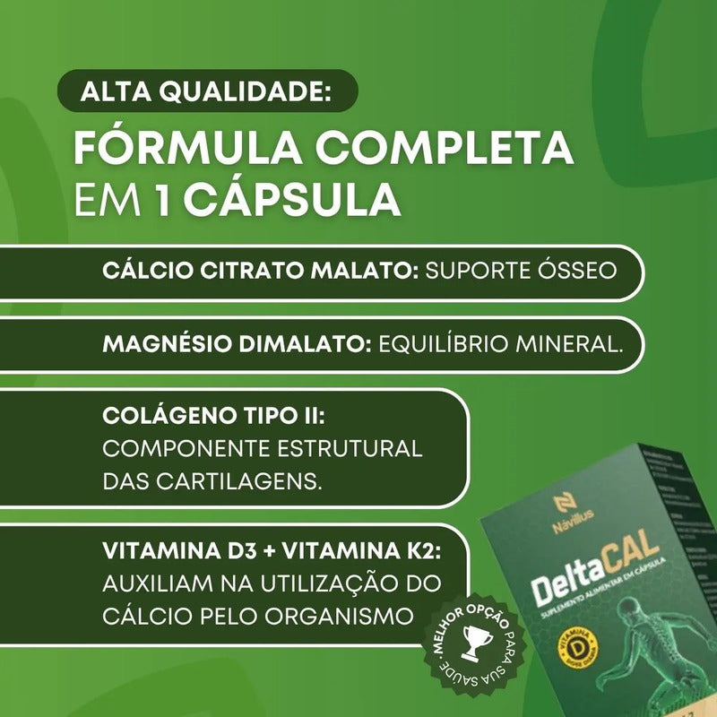 3 Un Suplemento Para Ossos  Cálcio D3 K2 + Magnésio 60 Caps Sem Sabor