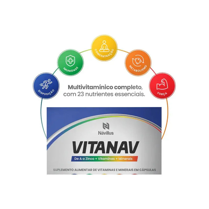 Vitaminas E Minerais Suplemento Alimentar Návillus 60 Caps Vitanav Sem Sabor