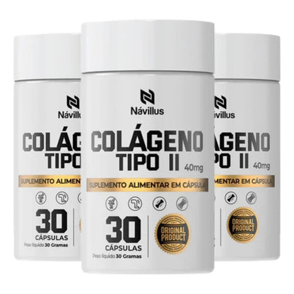 Kit 3 Un Suplemento Articulações Colágeno Tipo 2 Navillus Sem Sabor