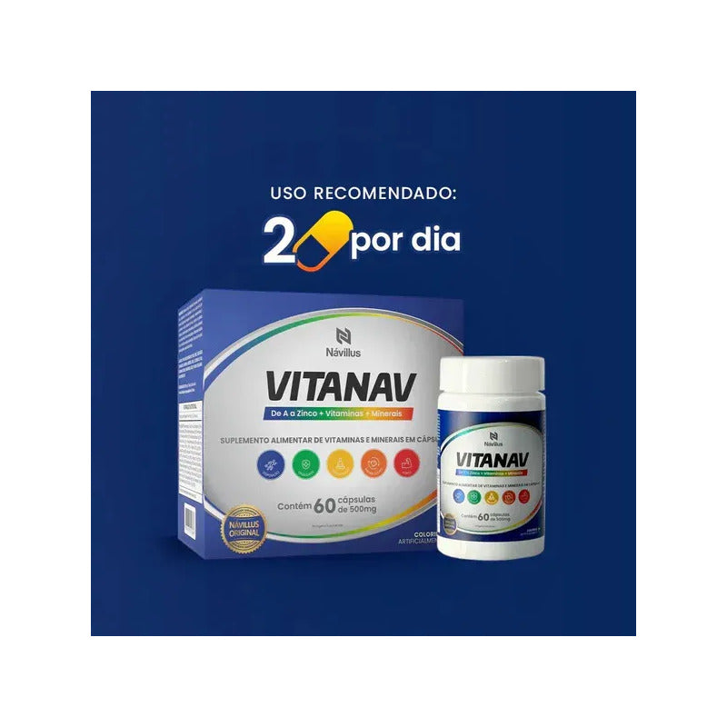 Vitaminas E Minerais Suplemento Alimentar Návillus 60 Caps Vitanav Sem Sabor