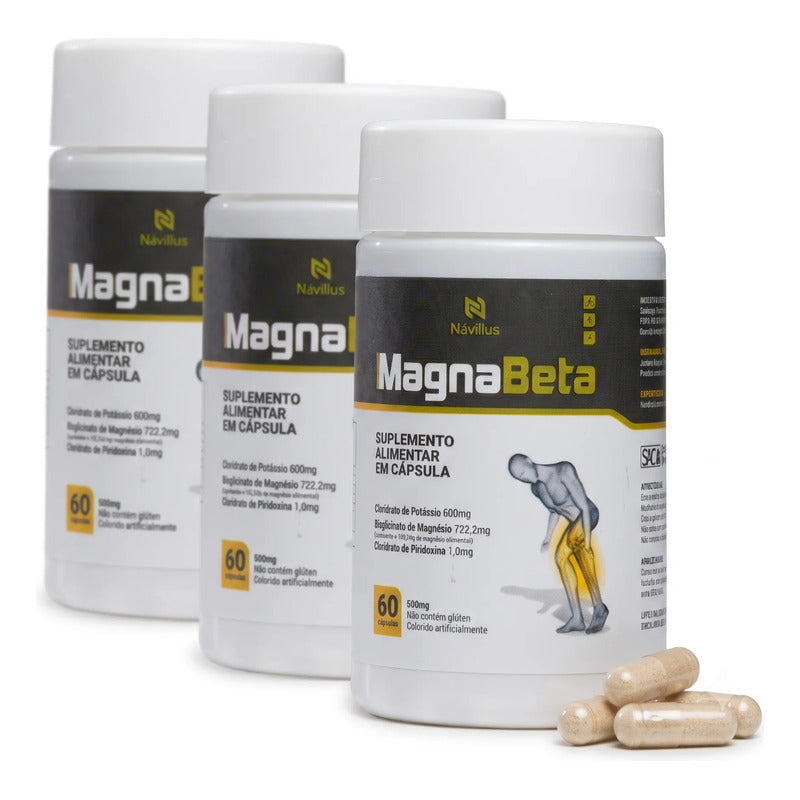 Kit 3 Magnabeta Návillus  Magnésio Energia E Disposição Neutro