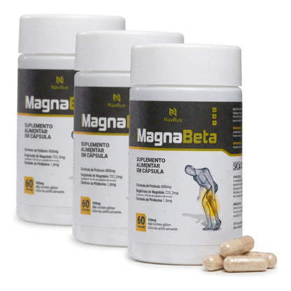 Kit 3 Magnabeta Návillus  Magnésio Energia E Disposição Neutro