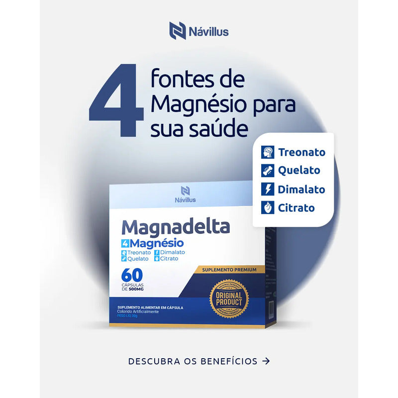 Návillus Magnadelta Magnésio 60 Cápsulas Sem Sabor