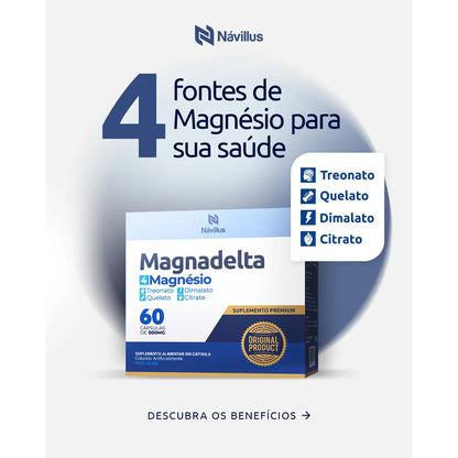 Návillus Magnadelta Magnésio 60 Cápsulas Sem Sabor