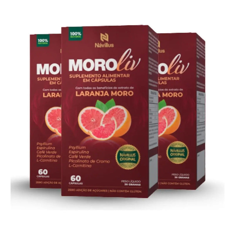 3 Un Moroliv | Cápsulas Naturais P/ Metabolismo E Saciedade Sem Sabor