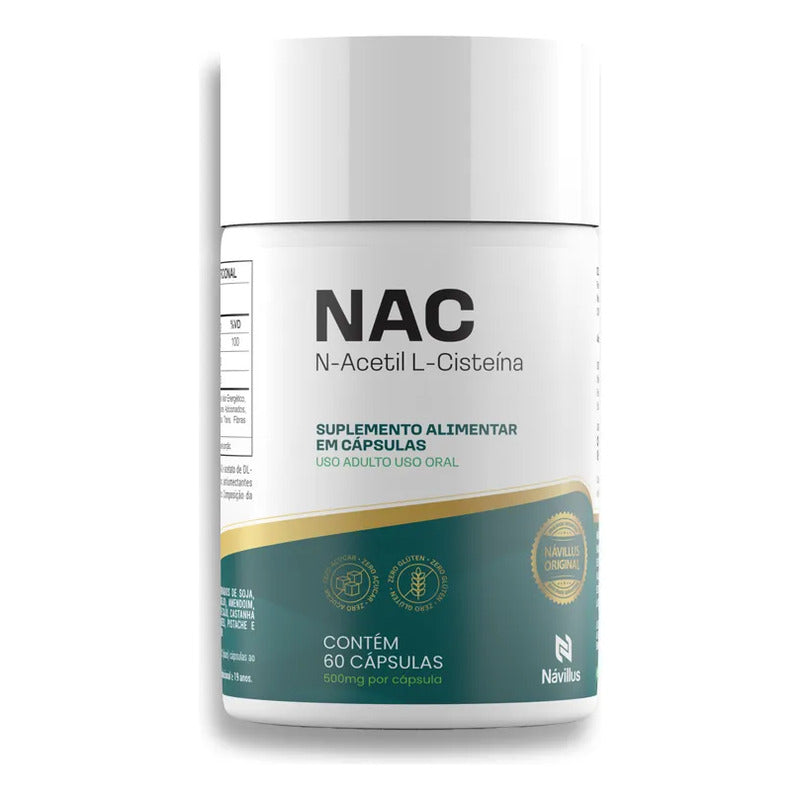 Nac 600mg N-acetil L-cisteína Antioxidante Návillus 60 Cáps Sem Sabor