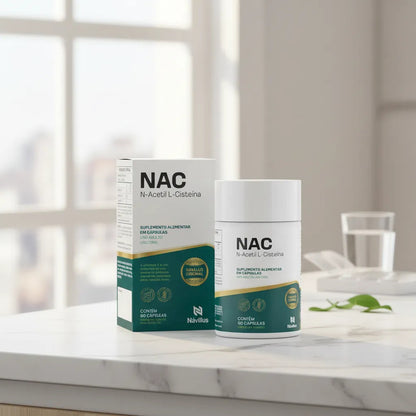 Nac 600mg N-acetil L-cisteína Antioxidante Návillus 60 Cáps Sem Sabor