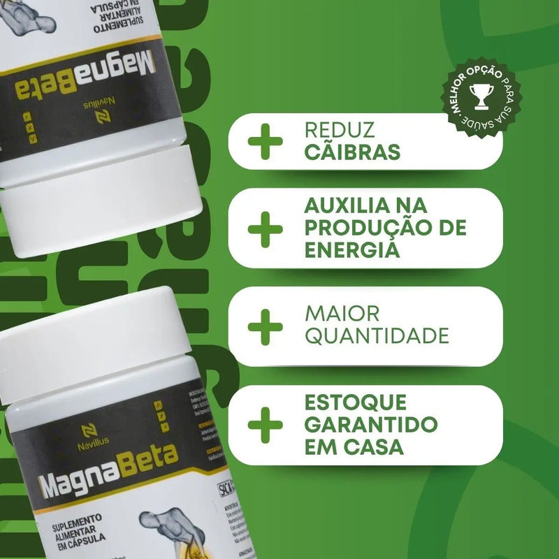 Kit 6 Magnabeta Návillus Magnésio Cãibras Energia E Fadiga Sem Sabor