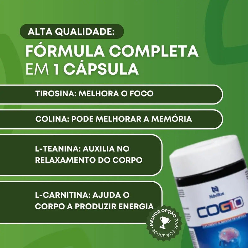 Kit 6 Suplemento Para Memória Concentração Cog10 Návillus Sem Sabor