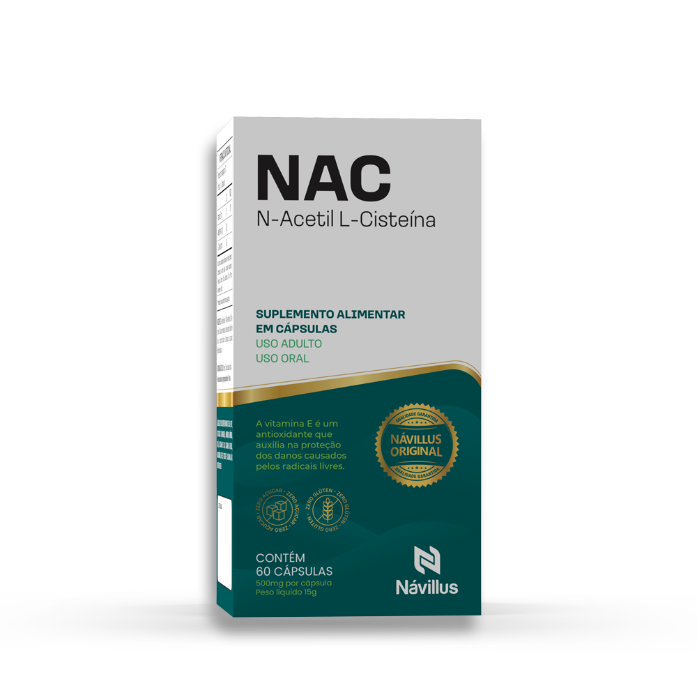 KIT NAC 600mg (N-Acetil L-Cisteína) – Antioxidante Mais Poderoso do Corpo | 60 Cáps – Návillus (Cópia)