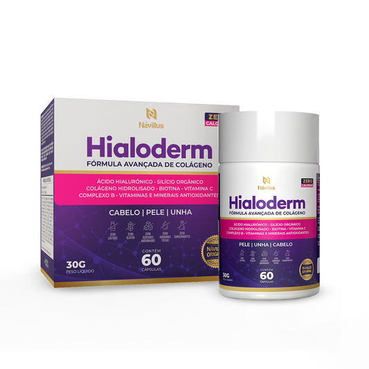 Hialoderm – Colágeno com Ácido Hialurônico, Silício e Vitaminas para Pele, Cabelo e Unhas | 60 Cáps – Návillus