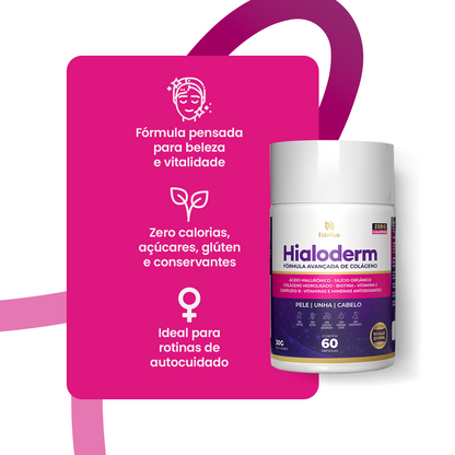 Hialoderm – Colágeno com Ácido Hialurônico, Silício e Vitaminas para Pele, Cabelo e Unhas | 60 Cáps – Návillus