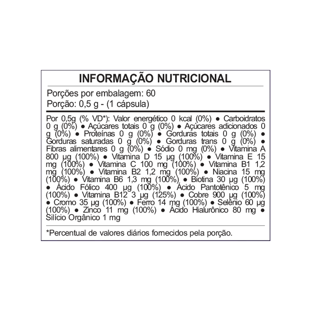 Hialoderm – Colágeno com Ácido Hialurônico, Silício e Vitaminas para Pele, Cabelo e Unhas | 60 Cáps – Návillus