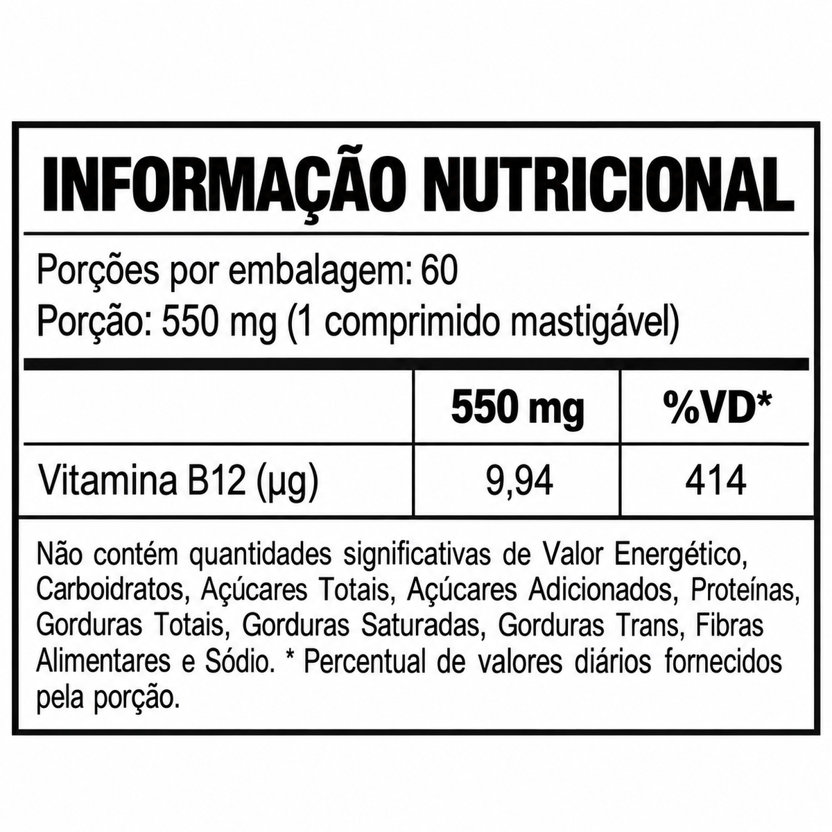 Vitamina B12 Metilcobalamina 60 Comprimidos Mastigável – Sabor Morango - Návillus