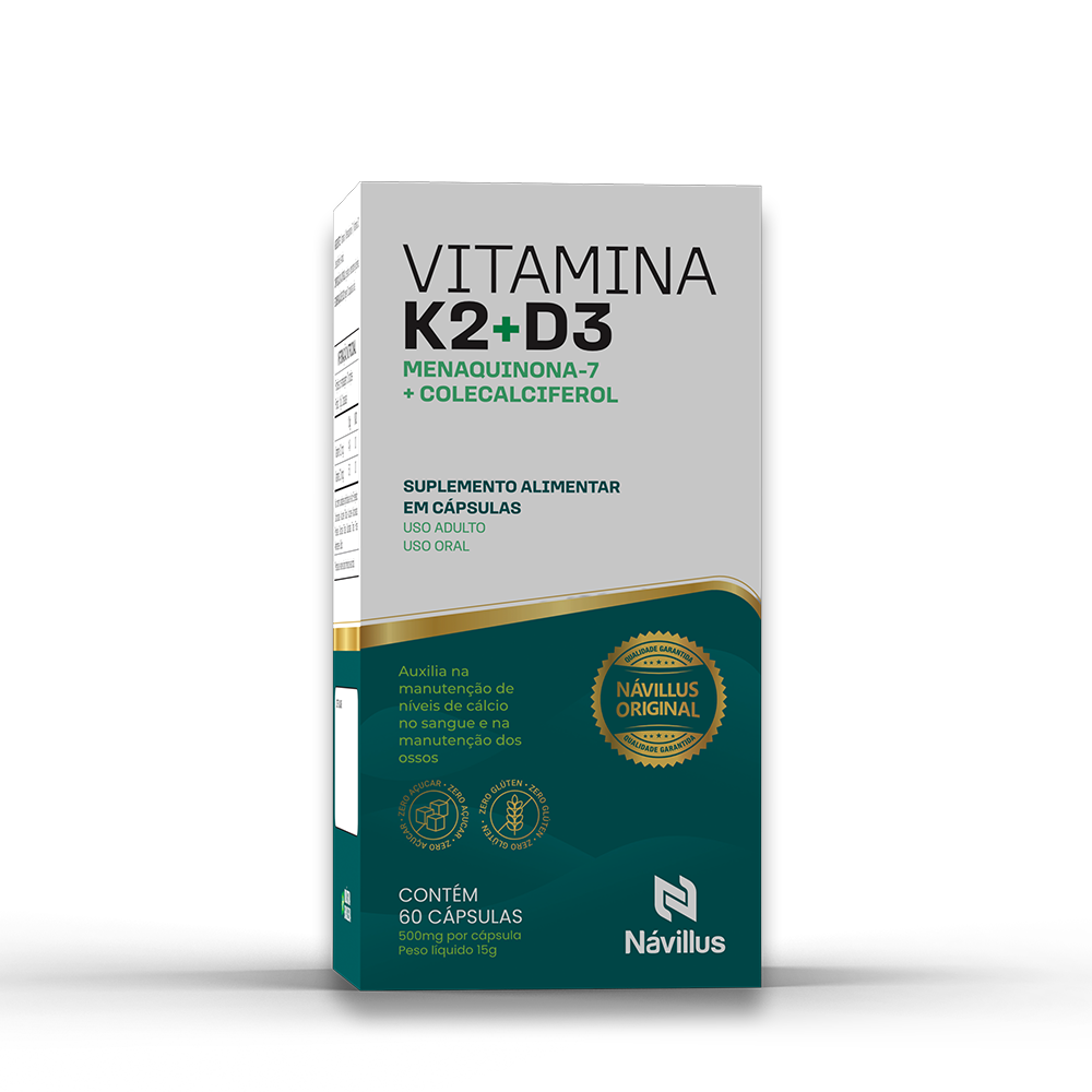 KIT Vitamina K2 + D3 Menaquinona-7 + Colecalciferol - Fortalece Ossos e Imunidade I  60 Cáps - Návillus (Cópia)