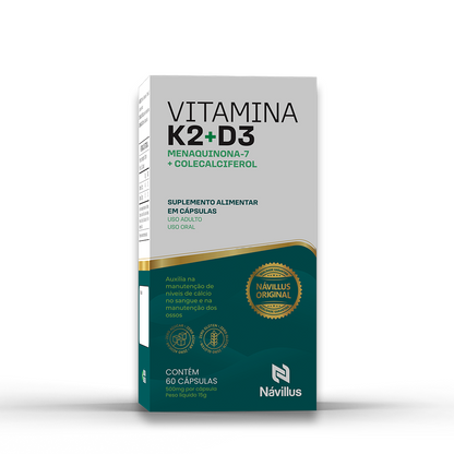 KIT Vitamina K2 + D3 Menaquinona-7 + Colecalciferol - Fortalece Ossos e Imunidade I  60 Cáps - Návillus (Cópia)