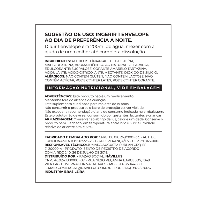 Acetilcisteína – Saúde Respiratória e Proteção Celular | 600mg – Návillus