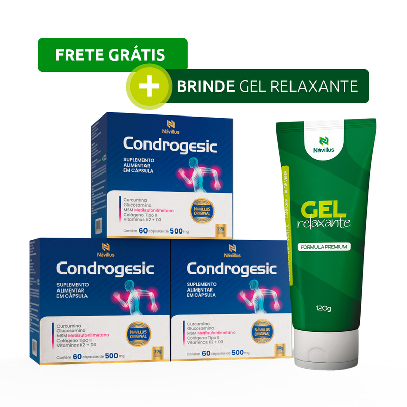 Condrogesic – Saúde Articular com Curcumina, Colágeno Tipo II e Vitaminas | 60 Cáps – Návillus