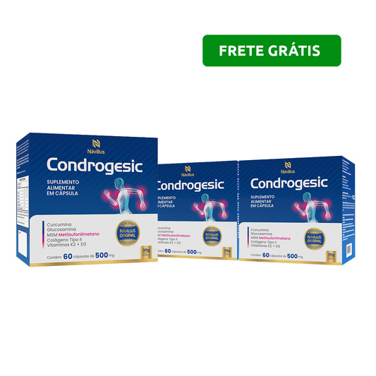 KIT Condrogesic – Saúde Articular com Curcumina, Colágeno Tipo II e Vitaminas | 60 Cáps – Návillus