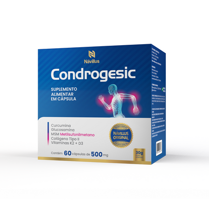 Condrogesic – Saúde Articular com Curcumina, Colágeno Tipo II e Vitaminas | 60 Cáps – Návillus