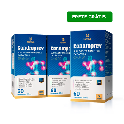 Condroprev – Saúde Articular (Colágeno Tipo II + Ácido Hialurônico) | 60 Cáps