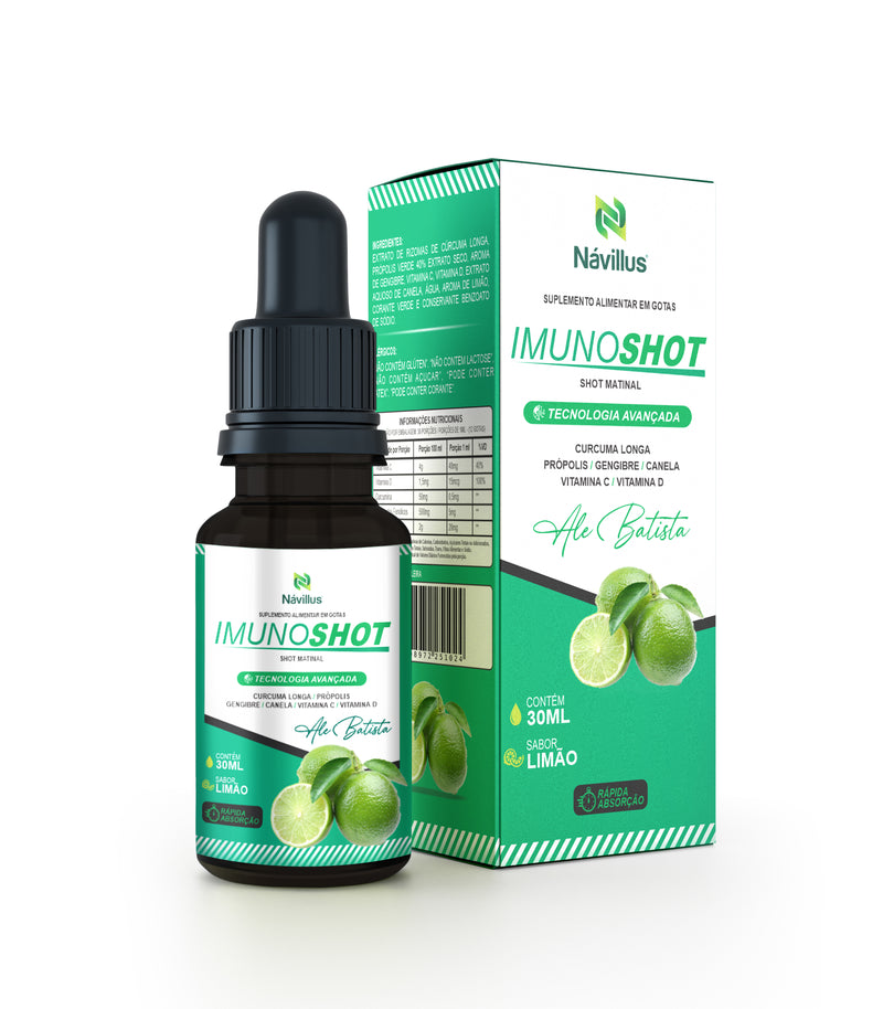 ImunoShot 30ml (Shot Matinal Curcuma + Própolis + Gengibre + Canela + Vitamina C + Vitamina D)