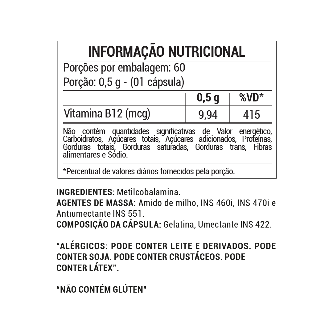 Vitamina B12 Metilcobalamina 9,94 mcg – Energia, Cérebro e Sistema Nervoso | 60 Cáps – Návillus