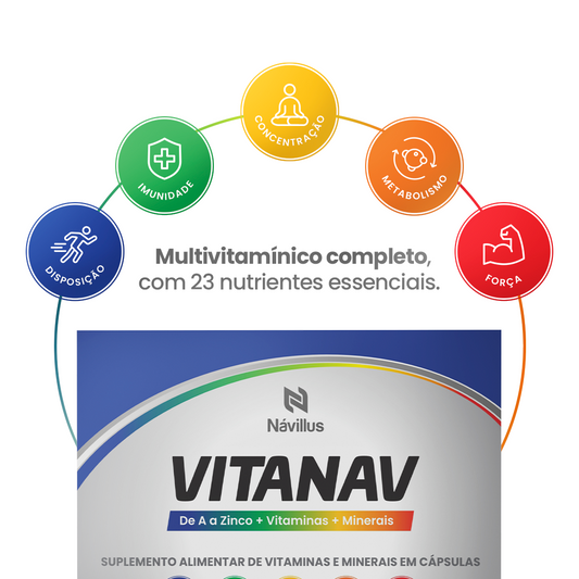 Vitanav – Multivitamínico de A a Zinco para Energia, Imunidade e Equilíbrio | 60 Cáps – Návillus